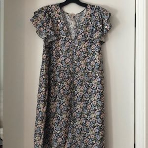 Rebecca Taylor Floral Silk Flutter Sleeve Dress
